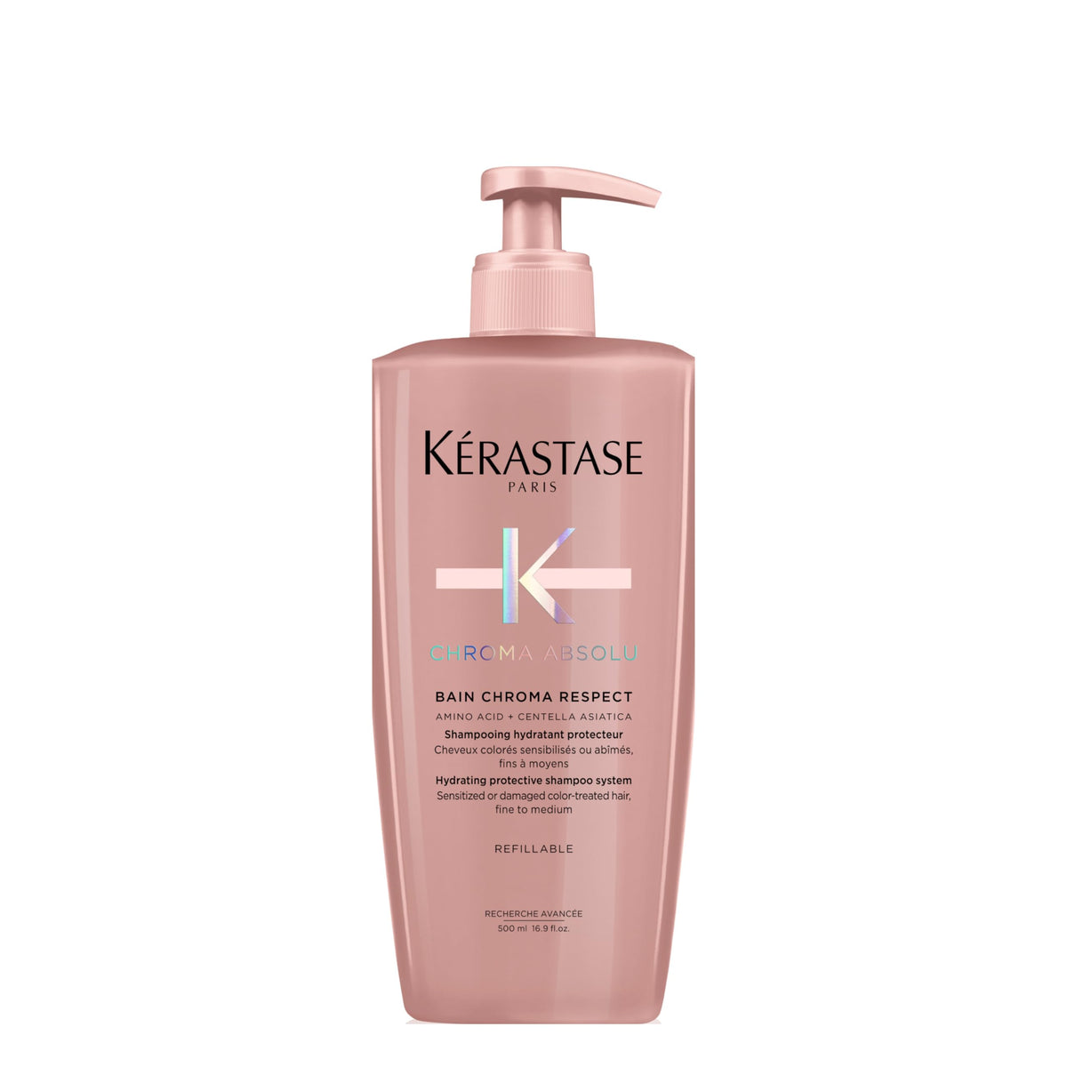 KÉRASTASE Chroma Absolute Shampoing, bouteille élégante, hydratation et couleur protégée.
