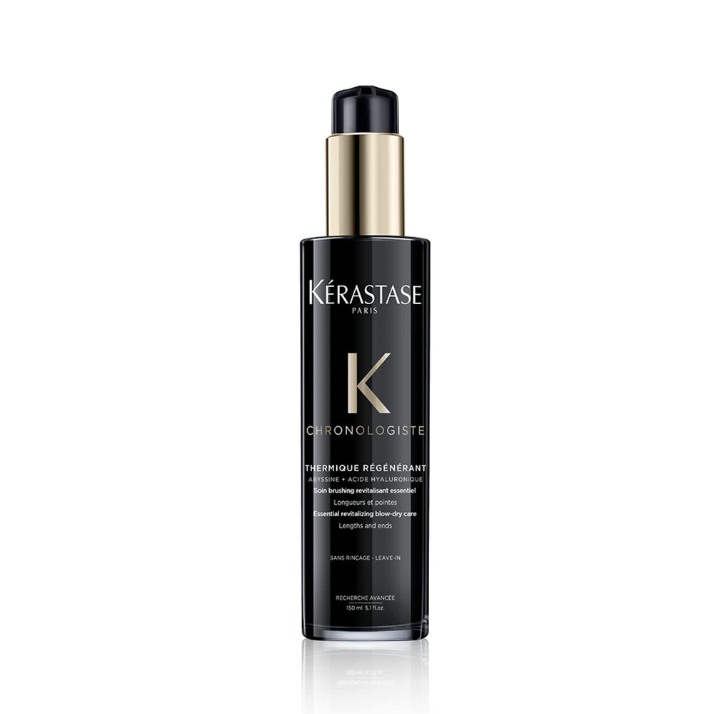 KÉRASTASE Chronologiste sérum protecteur chaleur argan sur flacon, protège les cheveux et nourrit.