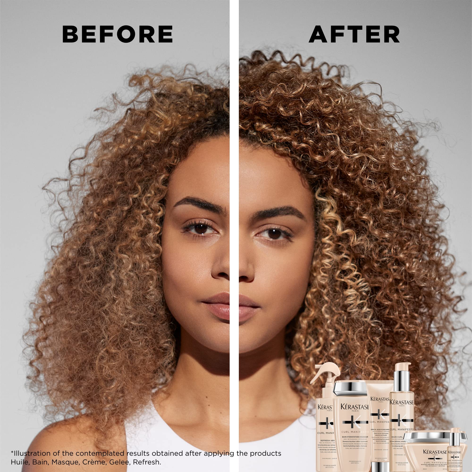 KÉRASTASE Curl Manifesto Sublime Repair: texture légère laissant brillance naturelle.