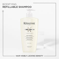 Kérastase Densifique Bain Densité: lavage qui nettoie sans alourdir et révèle la brillance.