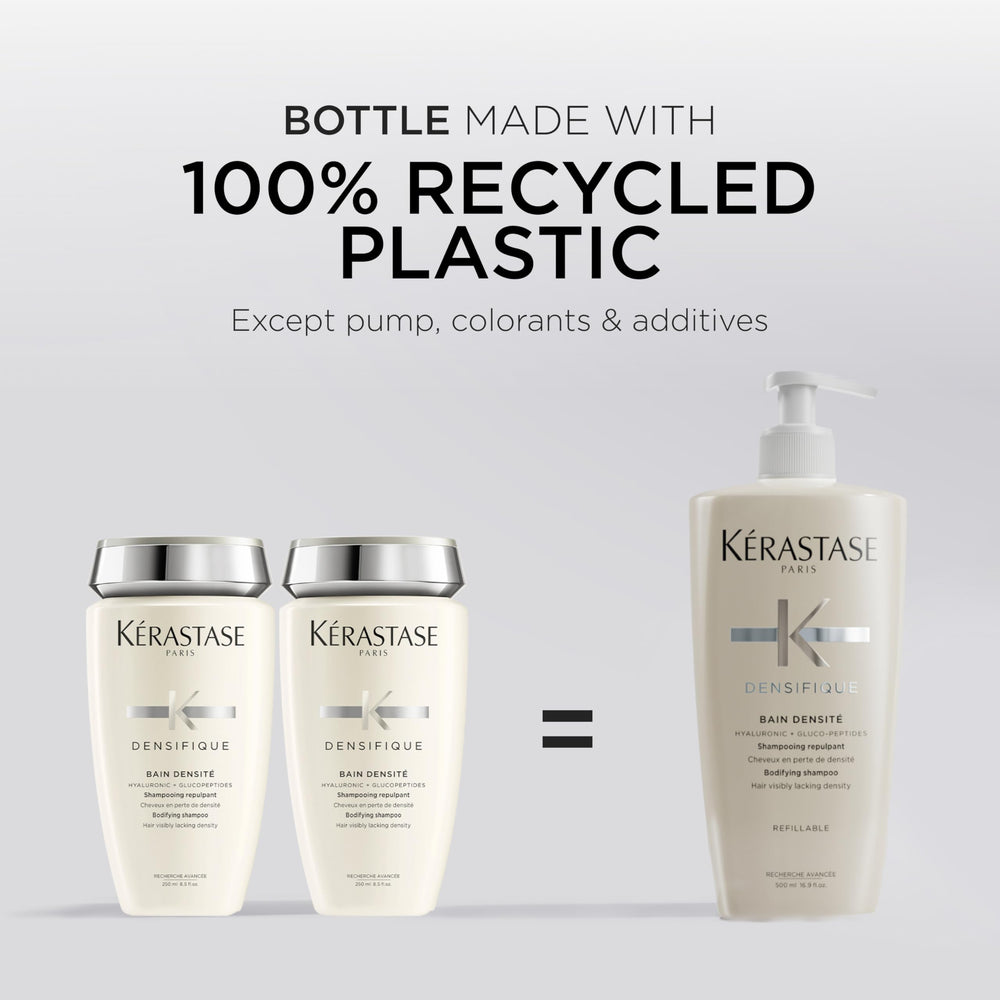 Kérastase Densifique Bain Densité: recharge recyclable réduisant les déchets plastiques.