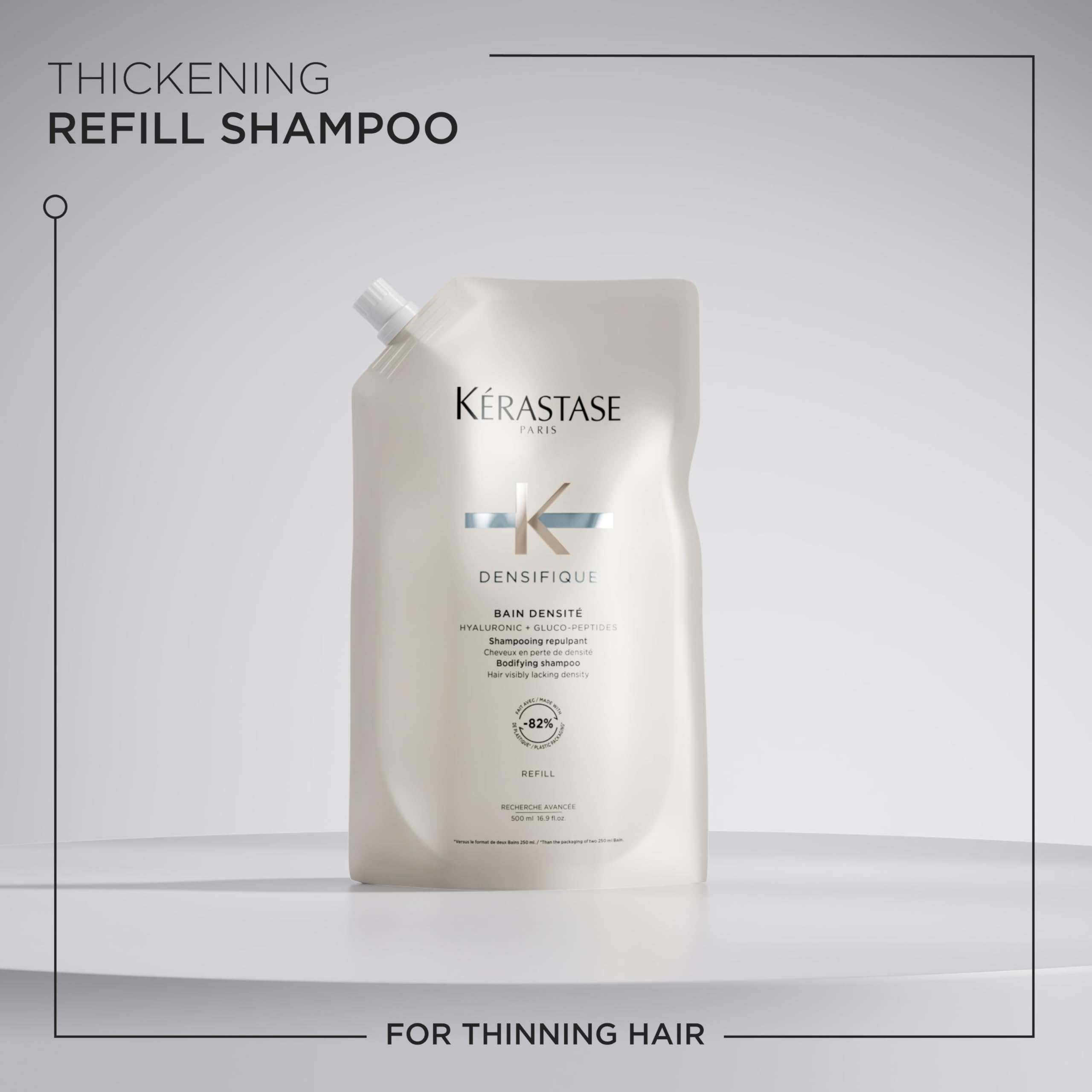 Cheveux brillants et rebondissants après le lavage avec Densifique.