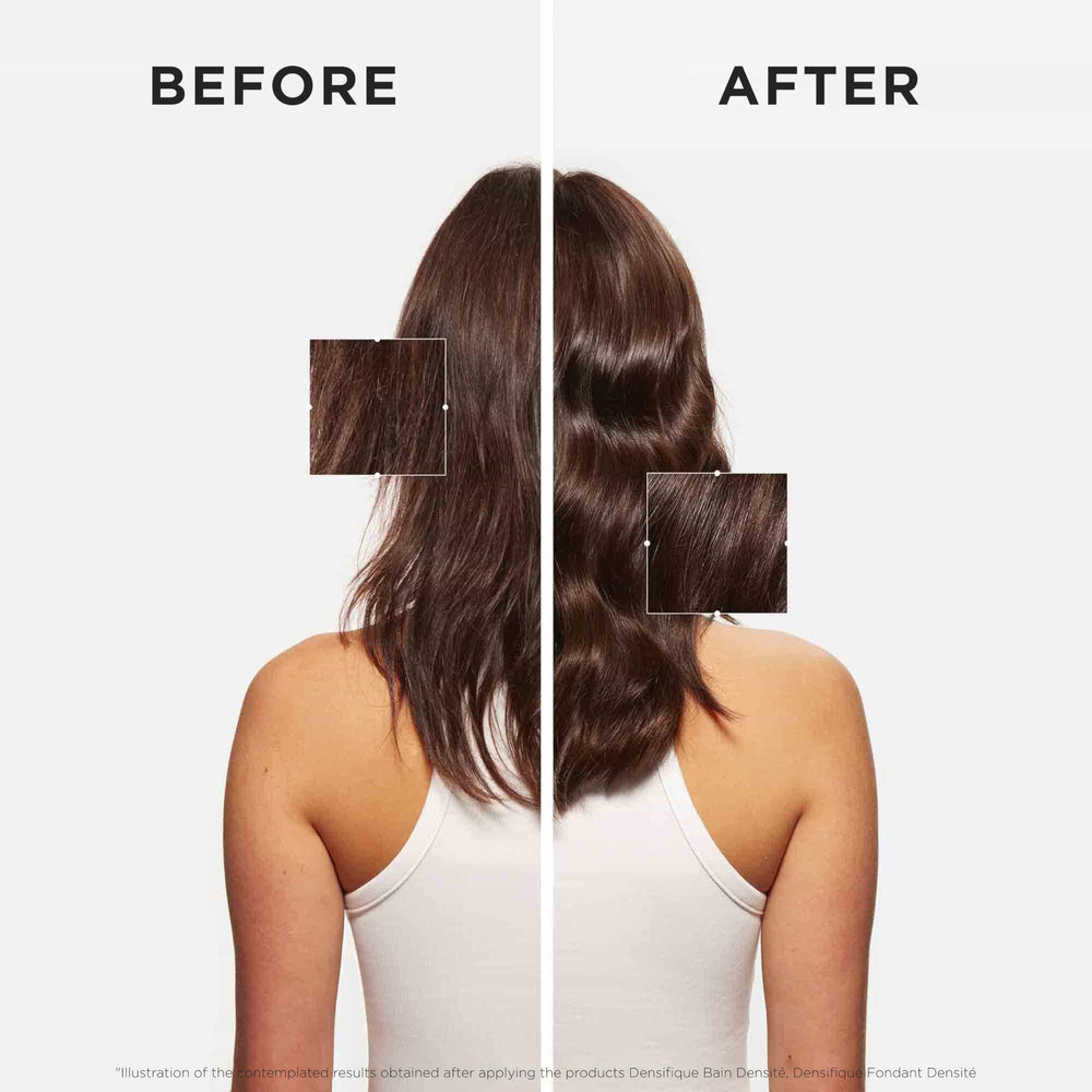 Application sur cheveux mouillés avec massage pour texture et volume.