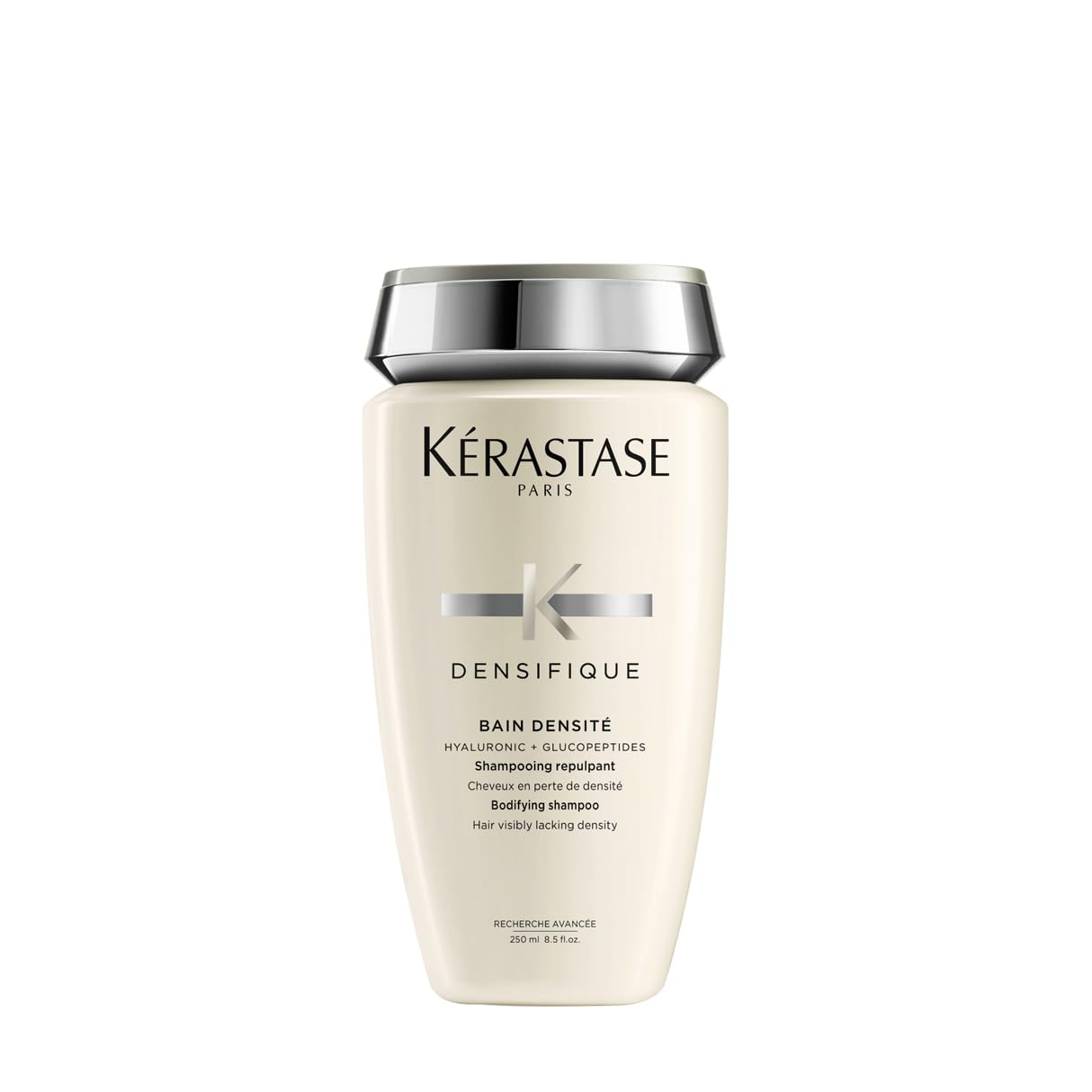 KÉRASTASE Densifique Shampoo, bouteille chic pour renforcer et épaissir les cheveux.