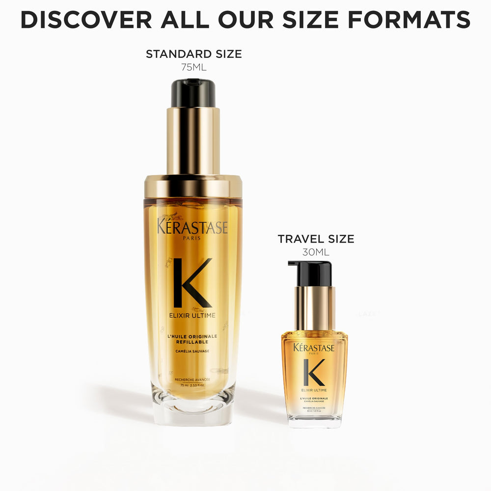 Kerastase Elixir Ultime format voyage, idéal pour les déplacements quotidiens.