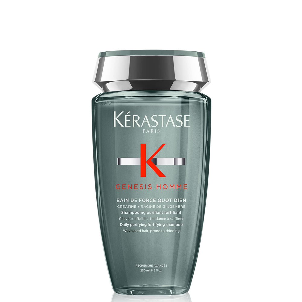 Kérastase Genesis Homme Bain de Force – bouteille élégante purifiant les cheveux et la barbe