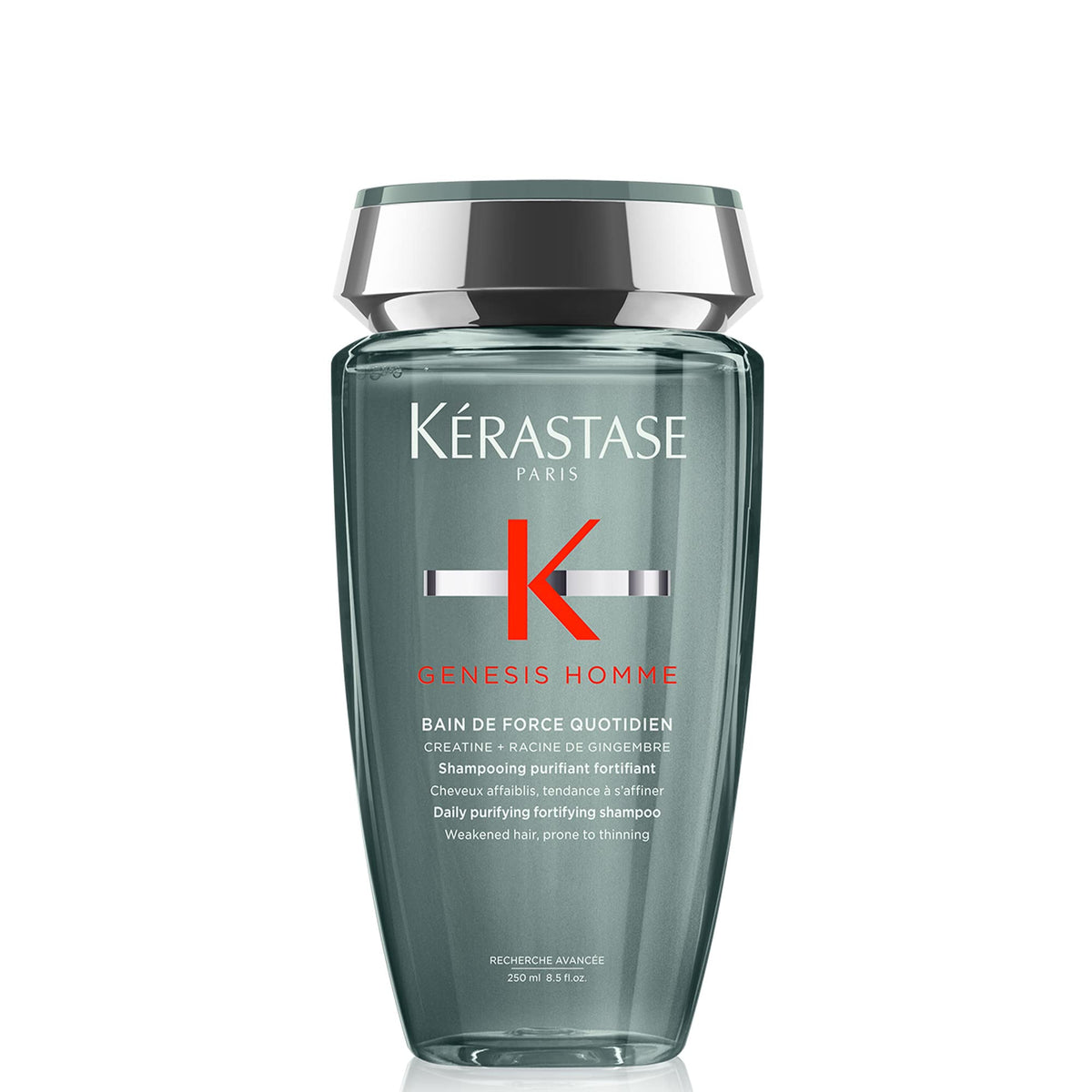 Kérastase Genesis Homme Bain de Force – bouteille élégante purifiant les cheveux et la barbe