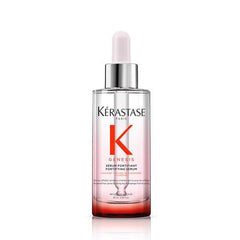Kérastase Genesis Serum en action sur cuir chevelu pour prévenir la casse lors du brossage.