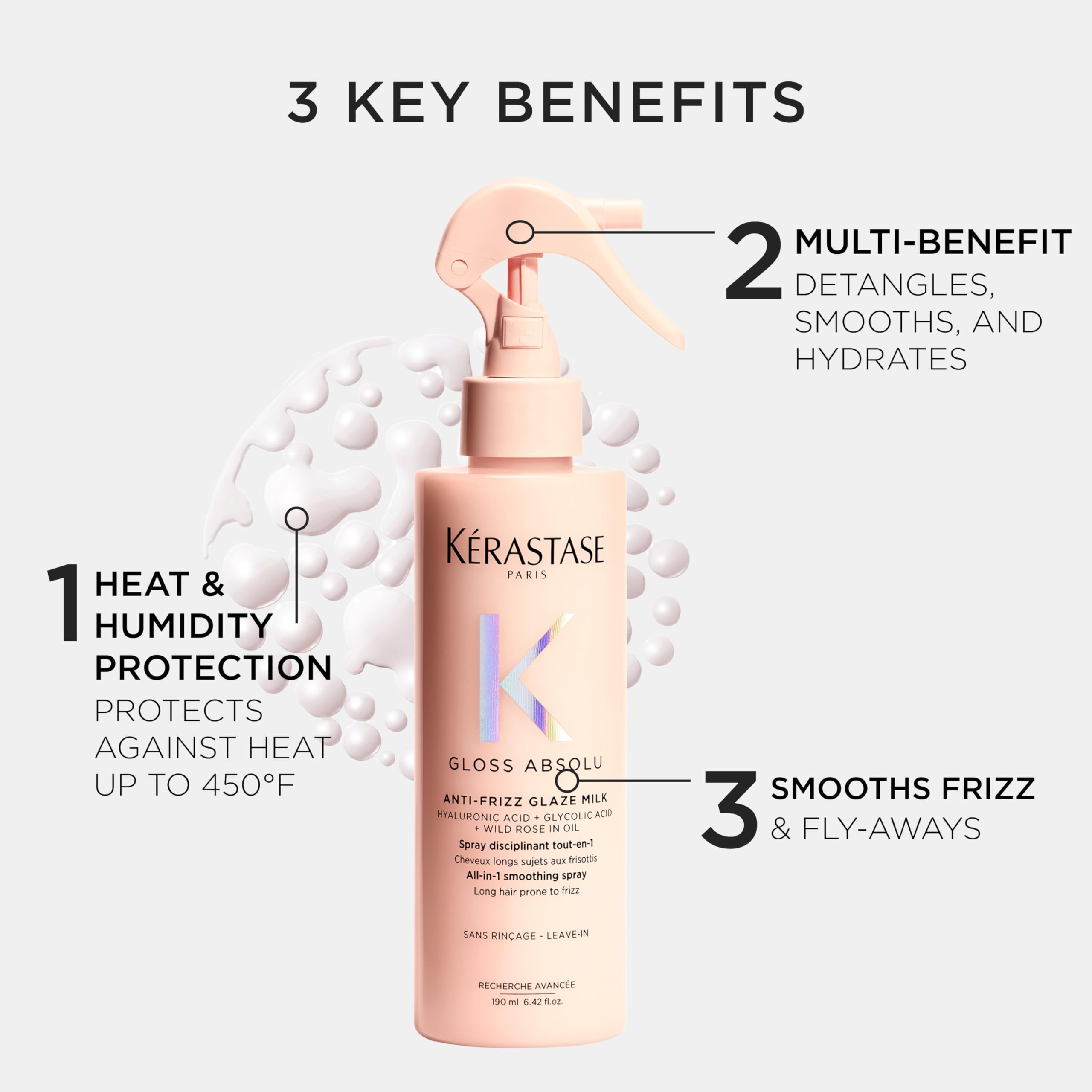 Cheveux longs traités par le lait gloss pour une douceur accrue.