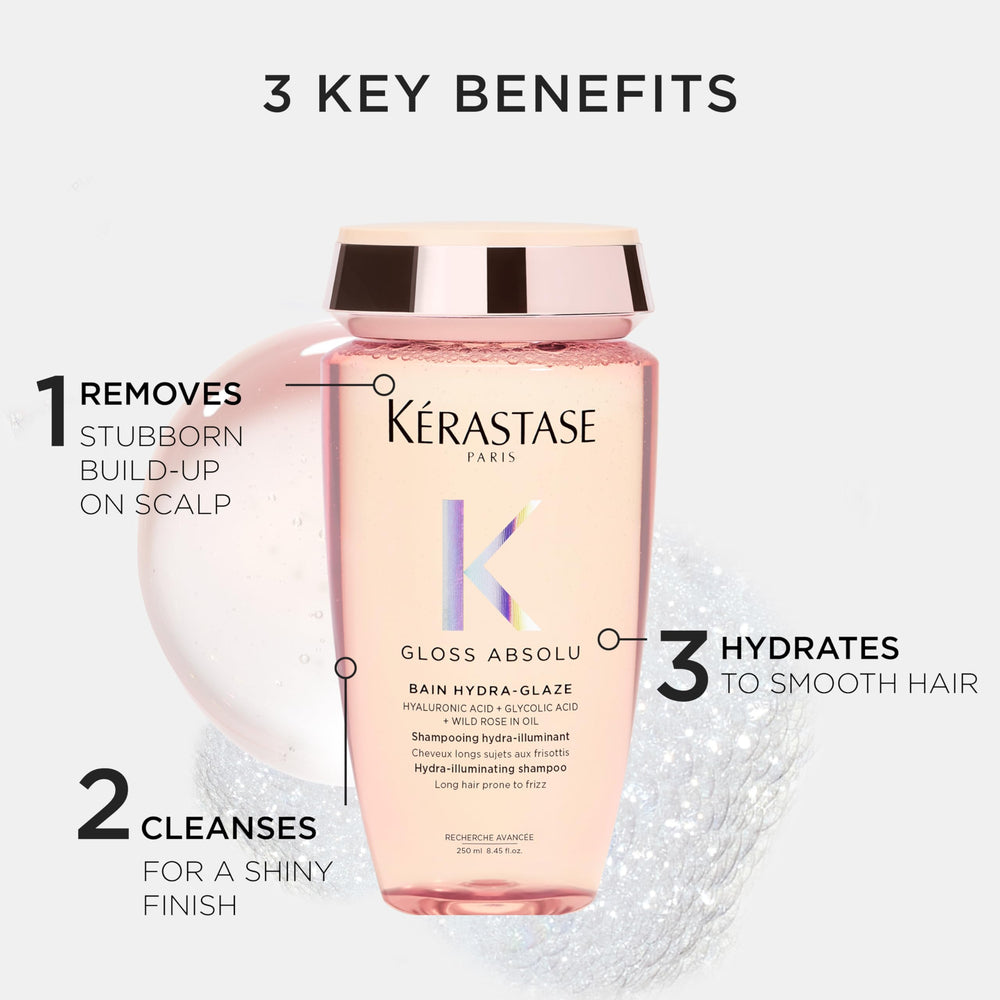 Nettoyage en profondeur du cuir chevelu et des longueurs avec Gloss Absolu.