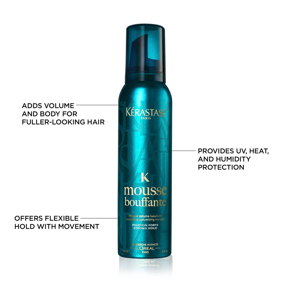 Kerastase Mousse Bouffante — cheveux volumineux et brillants après séchage