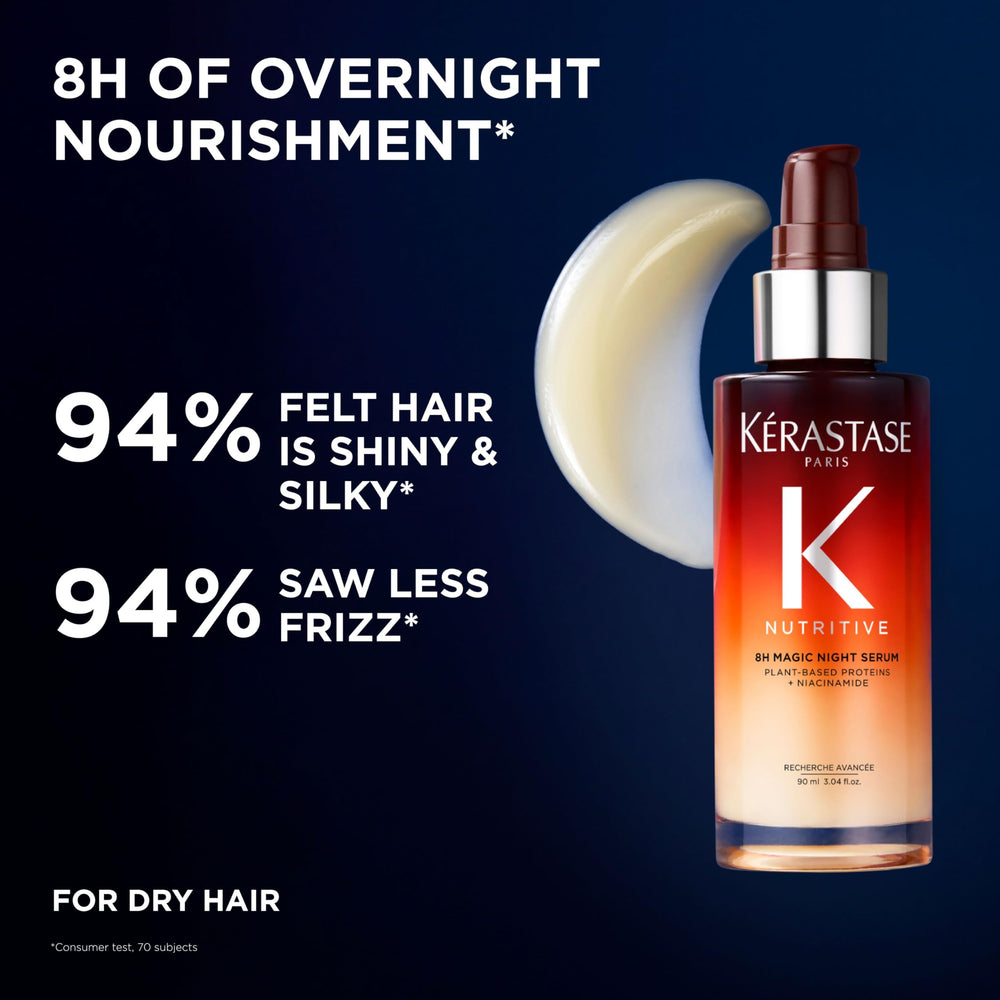 Kérastase Nutritive 8H Magic Night Serum — démêlage efficace et douceur au matin.