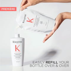 KÉRASTASE Premiere, formule-citrique, décalcifie et purifie les cheveux.