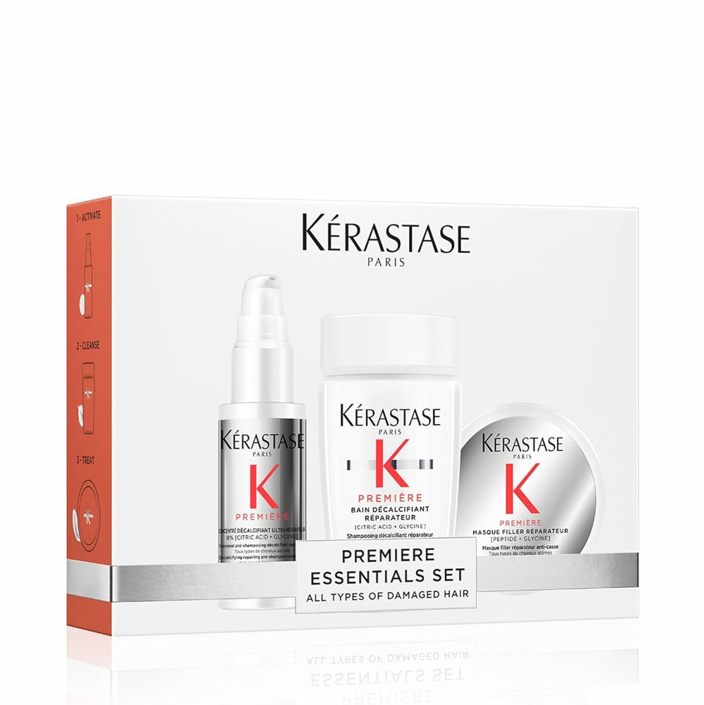 Kerastase Premiere pré-shampooing en flacon, démêle et prépare les cheveux.