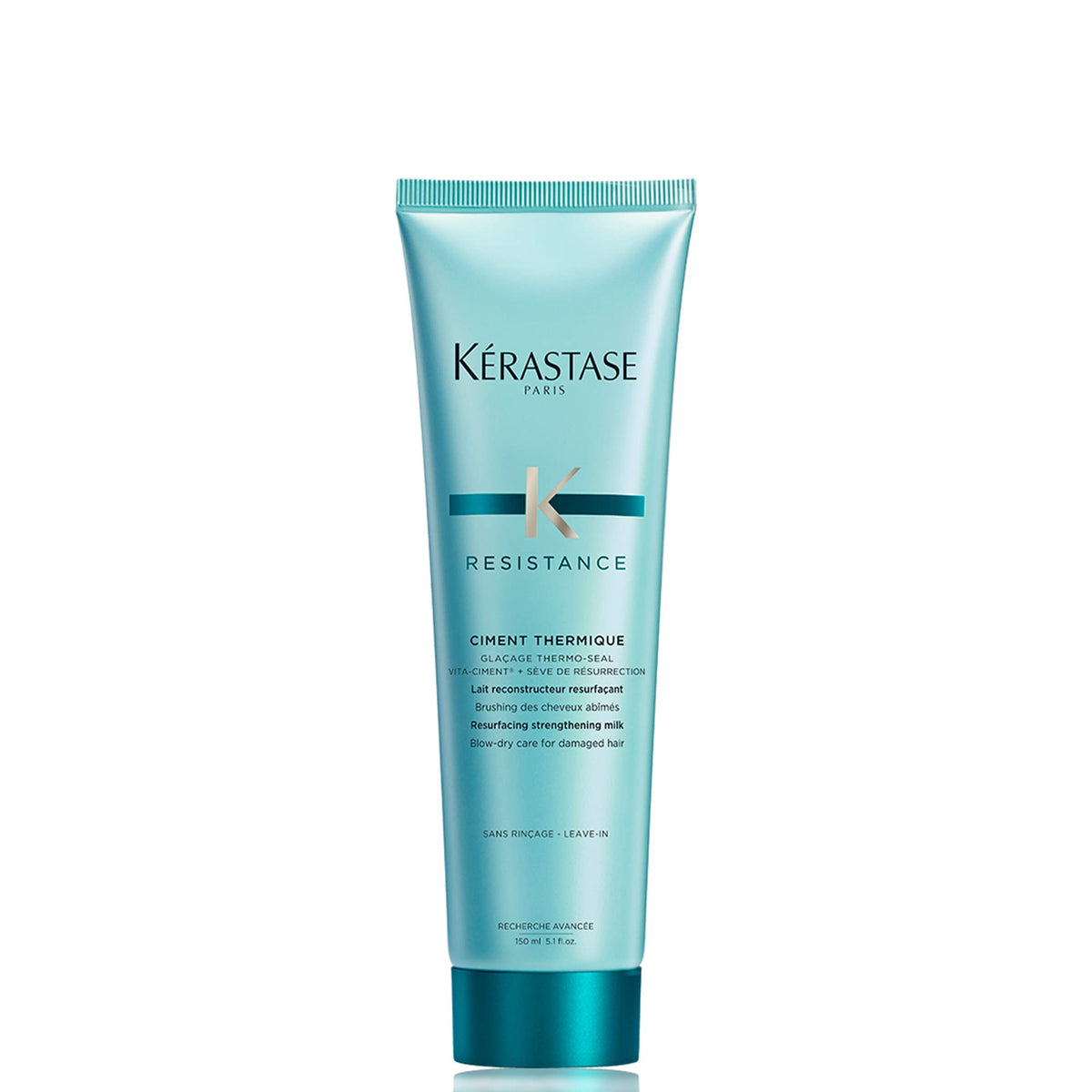 Ce flacon KÉRASTASE Résistance Ciment Thermique offre une protection thermique jusqu’à 450°F.