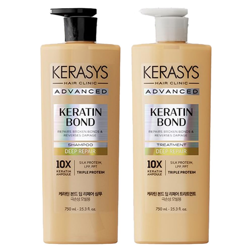 Kerasys Shampoing Kératine Avancée en bouteille pour cheveux plus forts et éclatants.