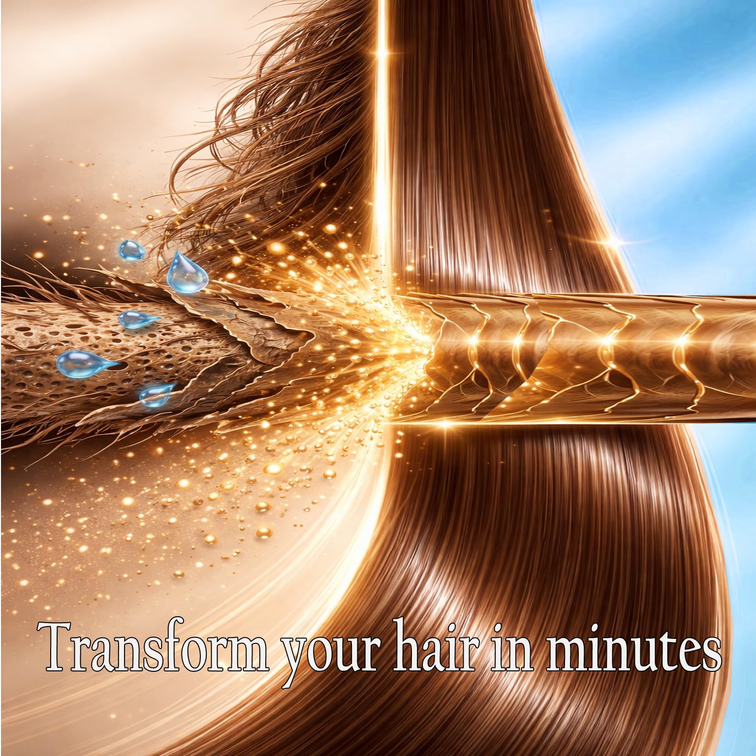 KERATIN RESEARCH – cheveux lisses après traitement, texture soyeuse et légère.