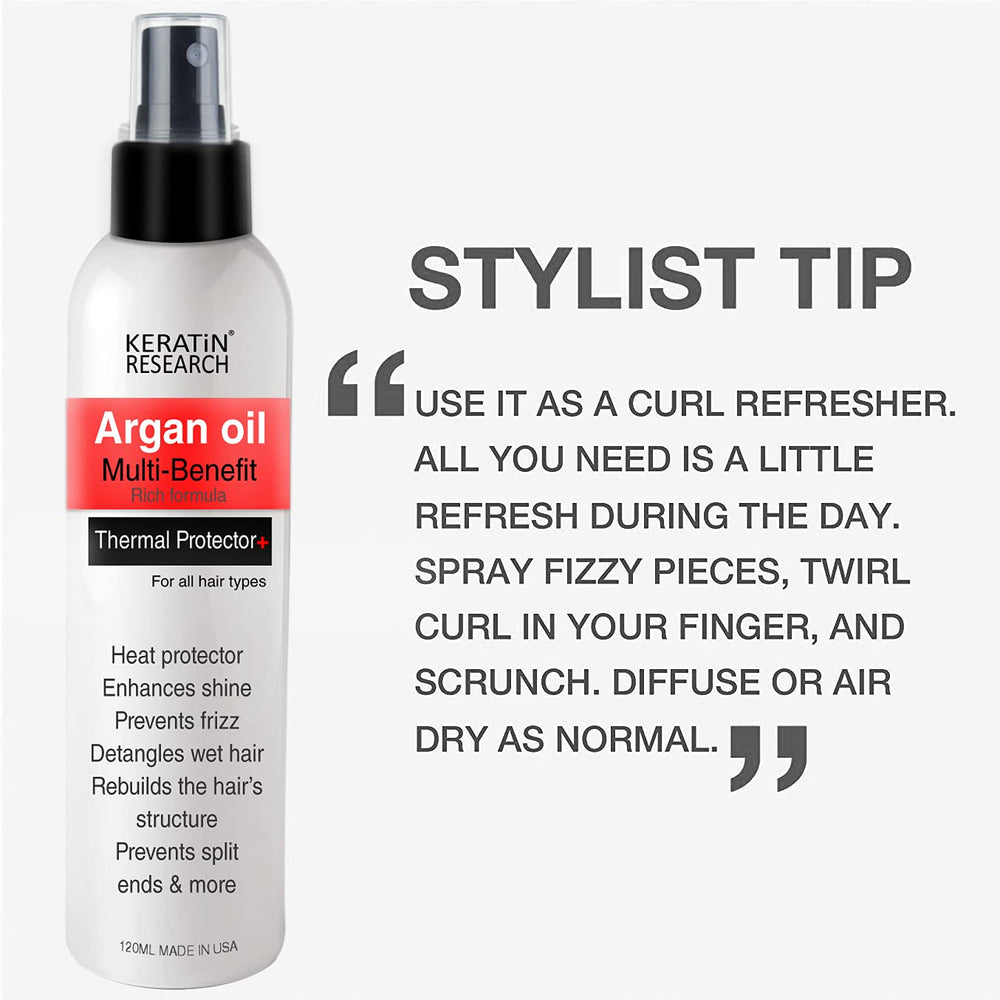 KERATIN RESEARCH Protection thermique haute performance pour coiffures quotidiennes.
