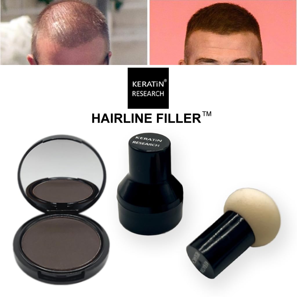 KERATIN RESEARCH Remplisseur ligne capillaire – couvre cheveux clairsemés pour plus de volume.