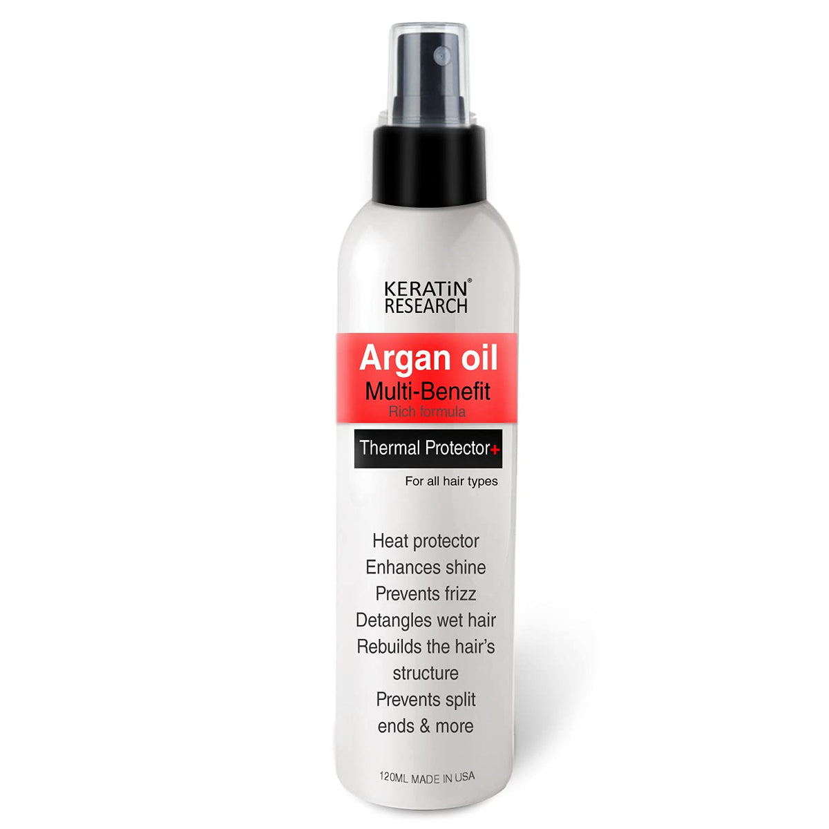 KERATIN RESEARCH Spray protection thermique sur cheveux prêt au coiffage pour brillance durable.