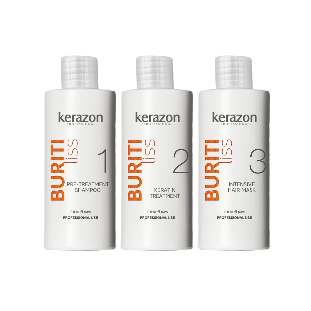 Kerazon Buriti Liss Kit – Bouteille 60 ml prête à l’emploi, hydratation et lissage potentiels.