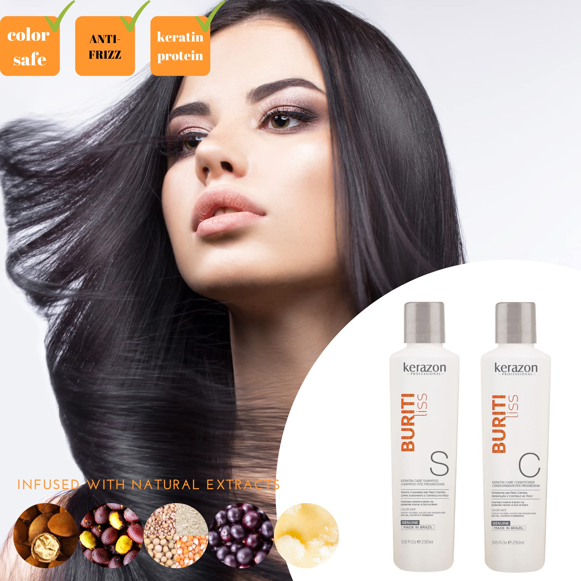 Kerazon Professional Emballage duo, aperçu clair du soin couleur sans sulfates.