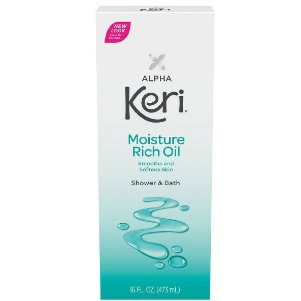 Huile nourrissante Keri Alpha pour douche et bain, adoucit et réhydrate la peau.