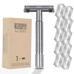 Keropy rasoir de sécurité à double edge avec poignée ergonomique, rasage précis et confortable.