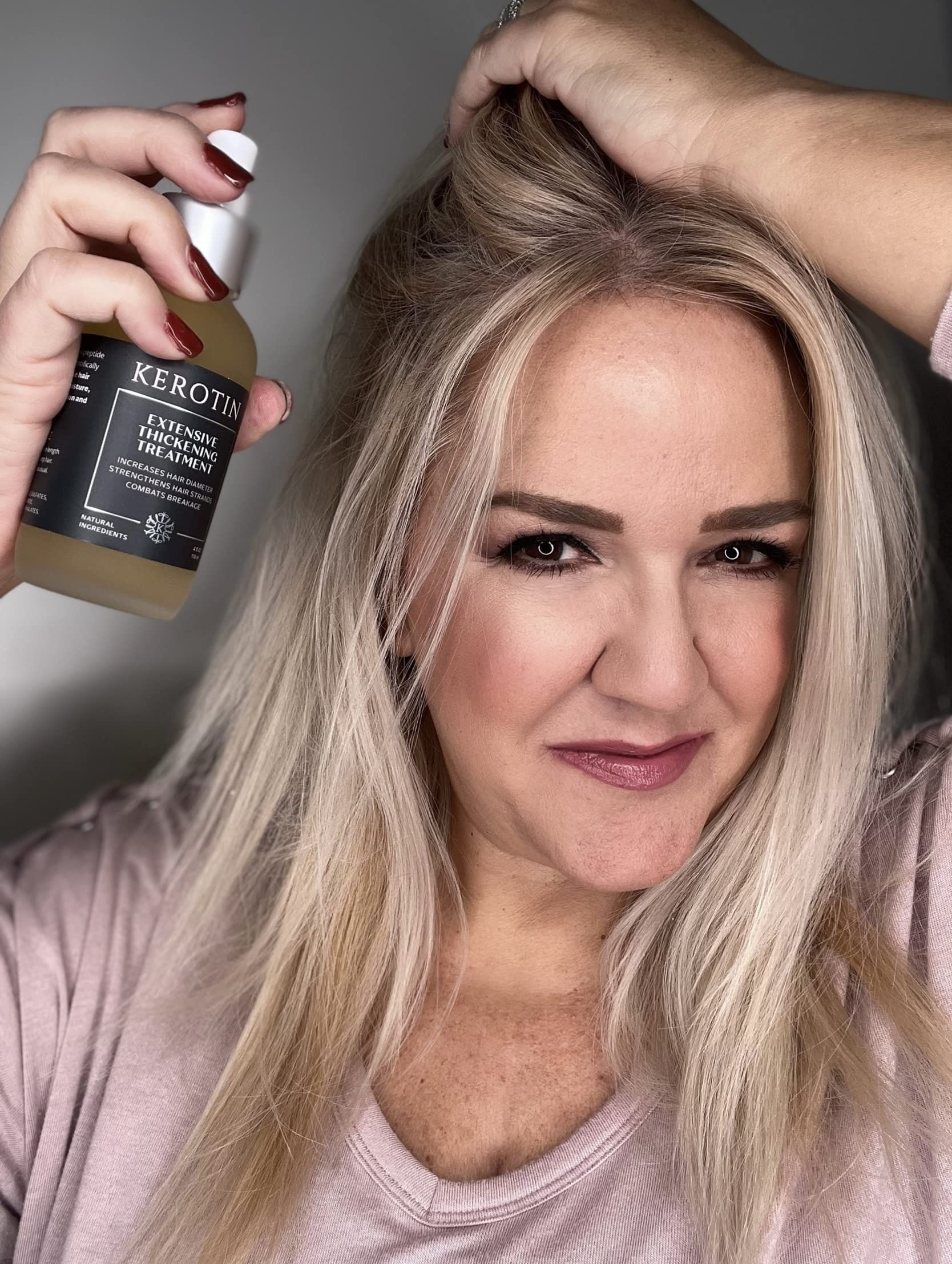 Kerotin augmentation volume cheveux fins, résultat volumisant naturel.