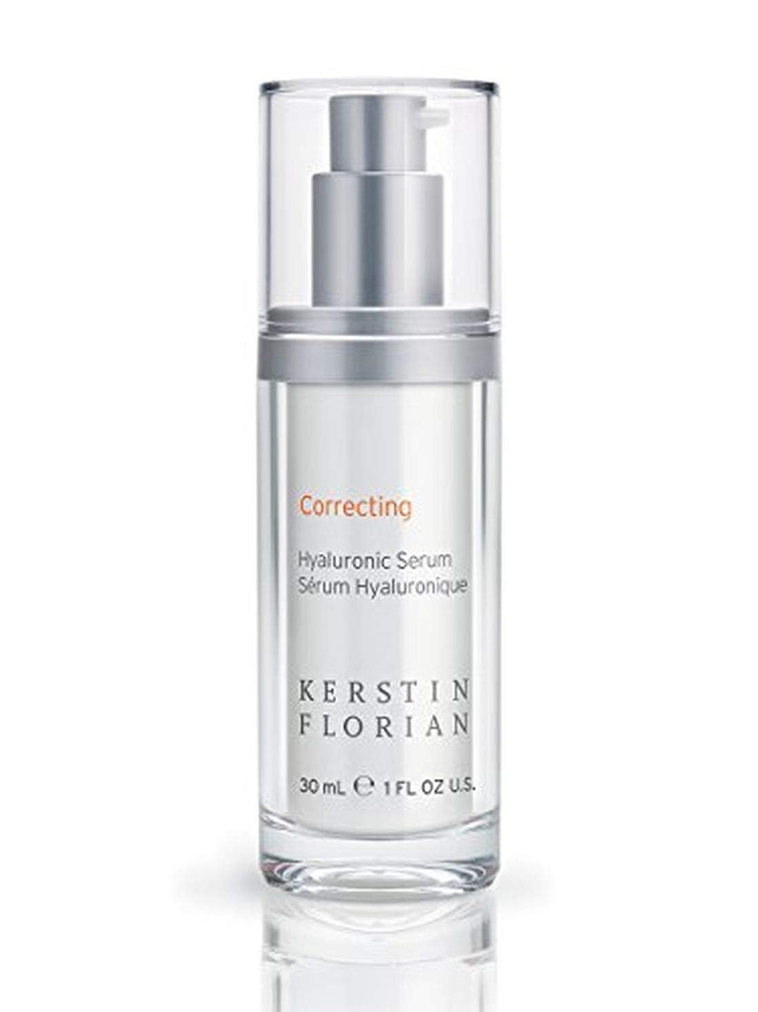 Sérum Kerstin Florian à l'acide hyaluronique, flacon élégant pour hydratation durable.