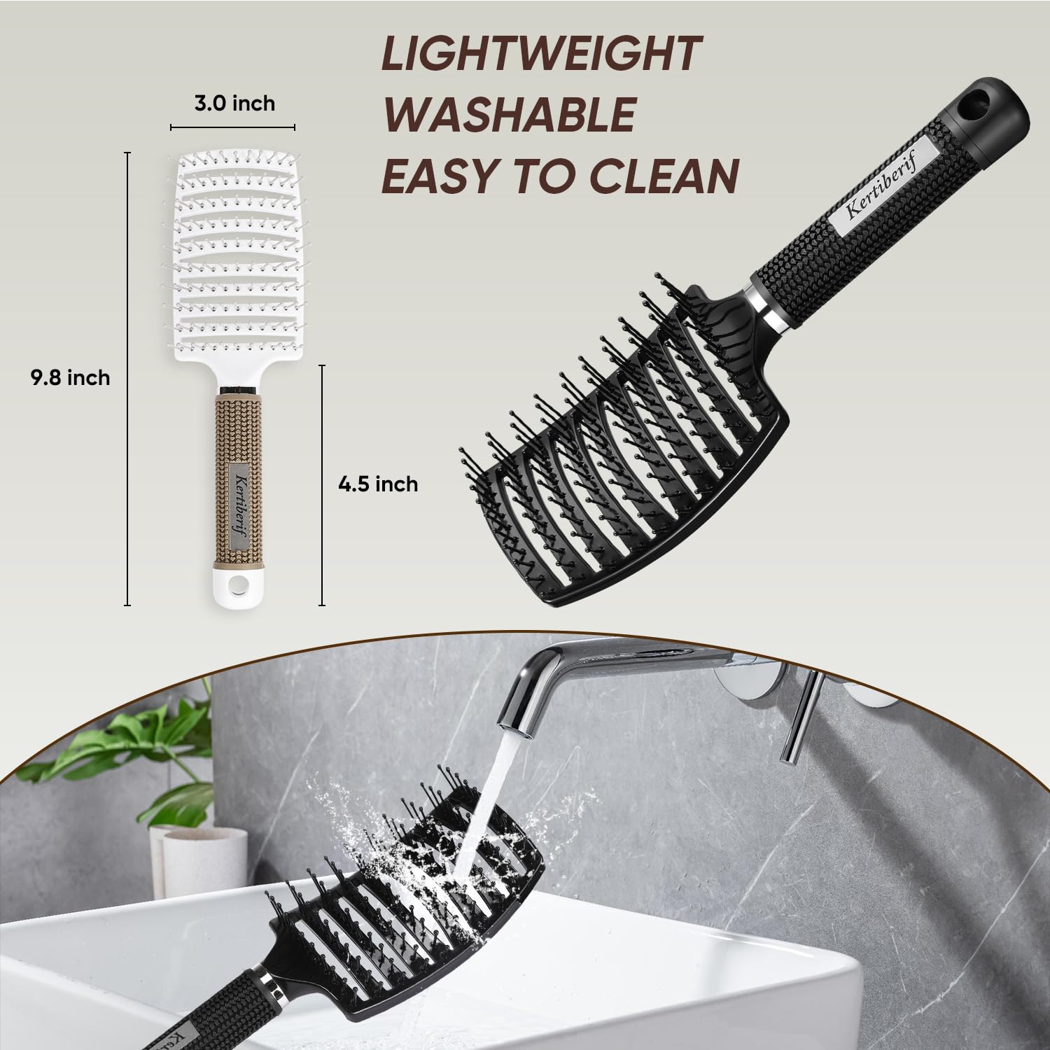 Brosse Kertiberif – massage du cuir chevelu pendant le brossage.