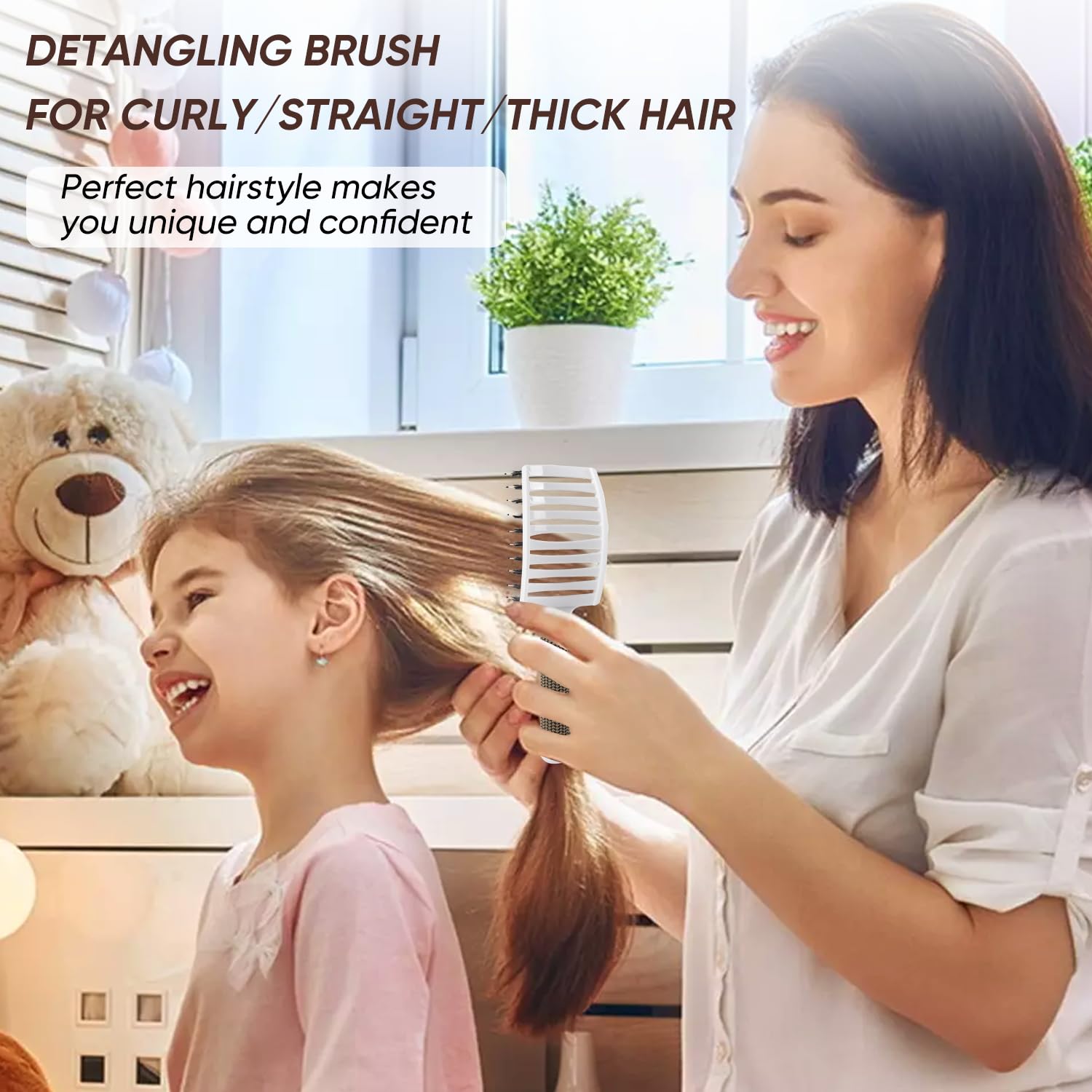 Brosse Kertiberif adaptée à tous types de cheveux mouillés ou secs.