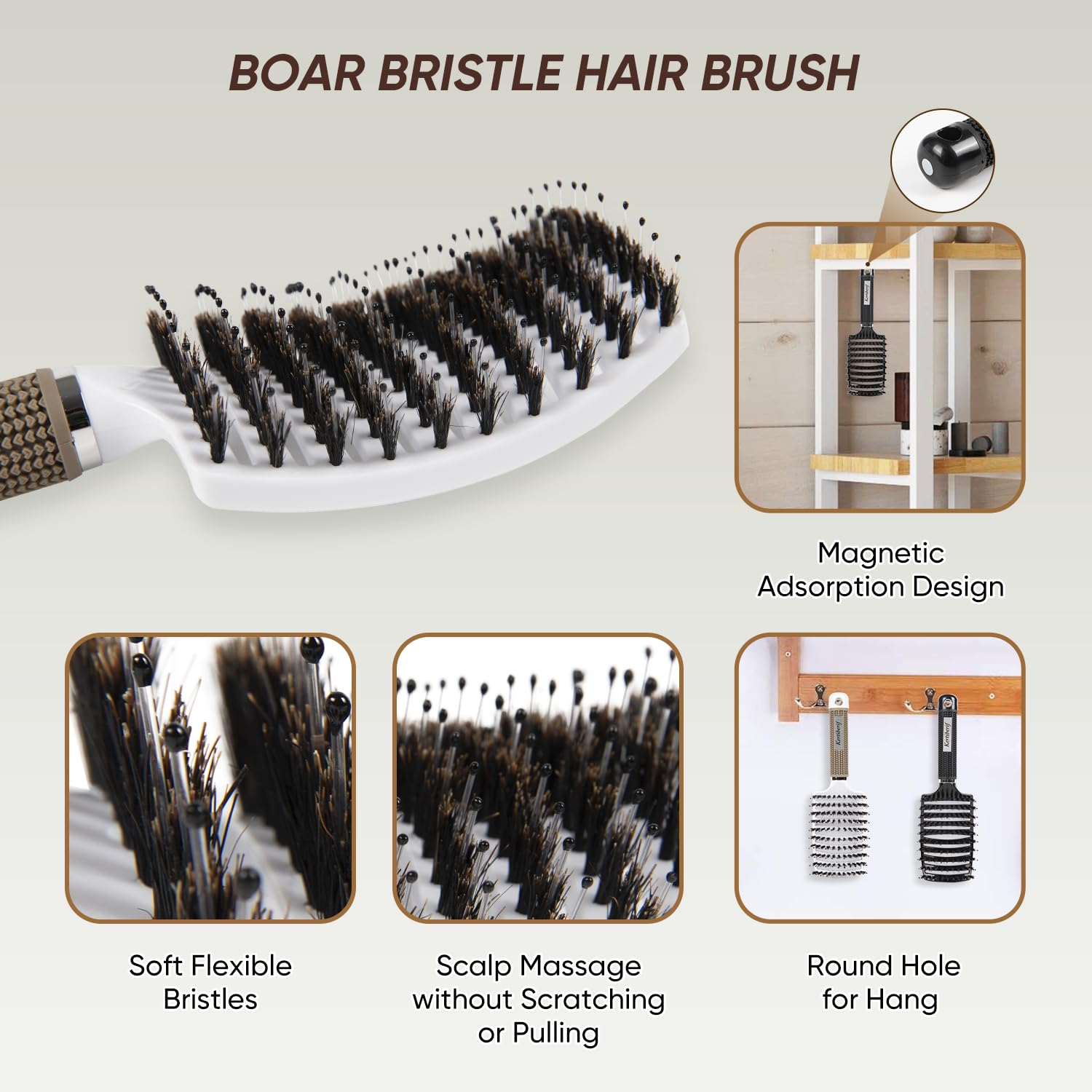 Brosse Kertiberif ventillée accélérant le séchage des cheveux.