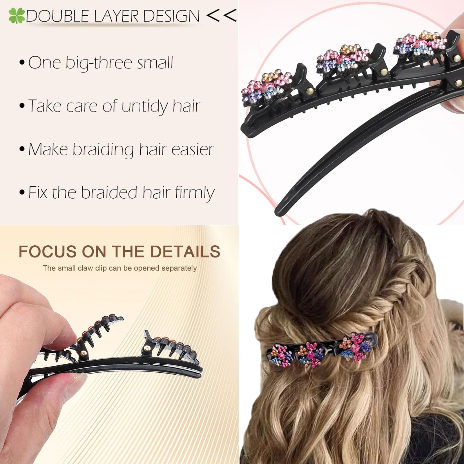 Barrette KERYALELA strass brillants, finition élégante.