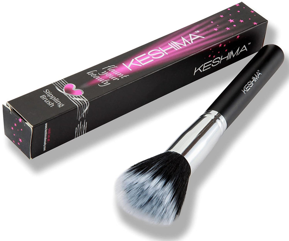 Brosse Keshima duo-fibre pour poudre, application uniforme et naturelle.