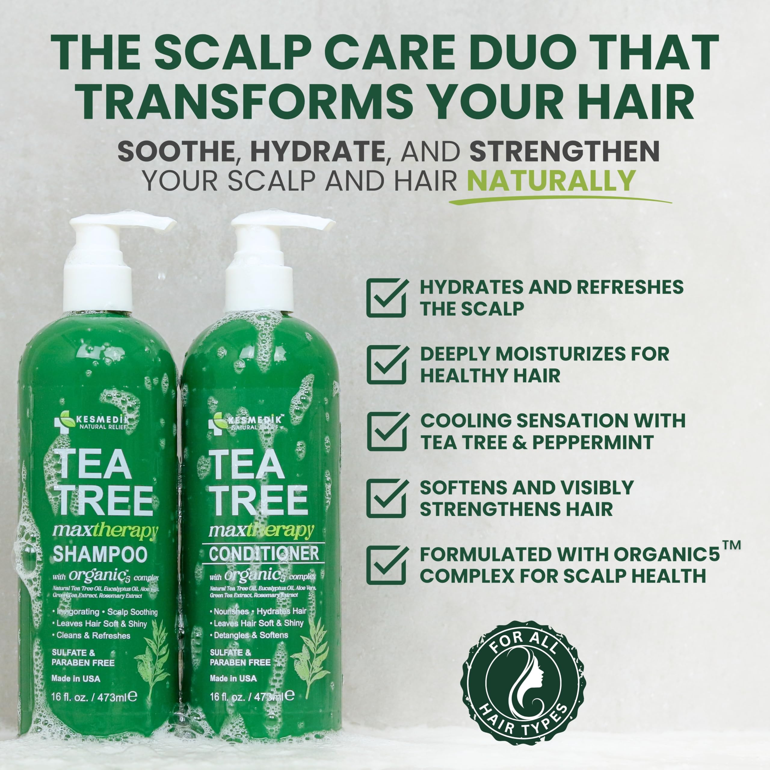 KESMEDIK Après-shampoing à l'huile d'arbre à thé: démêlage facile et fraîcheur durable.
