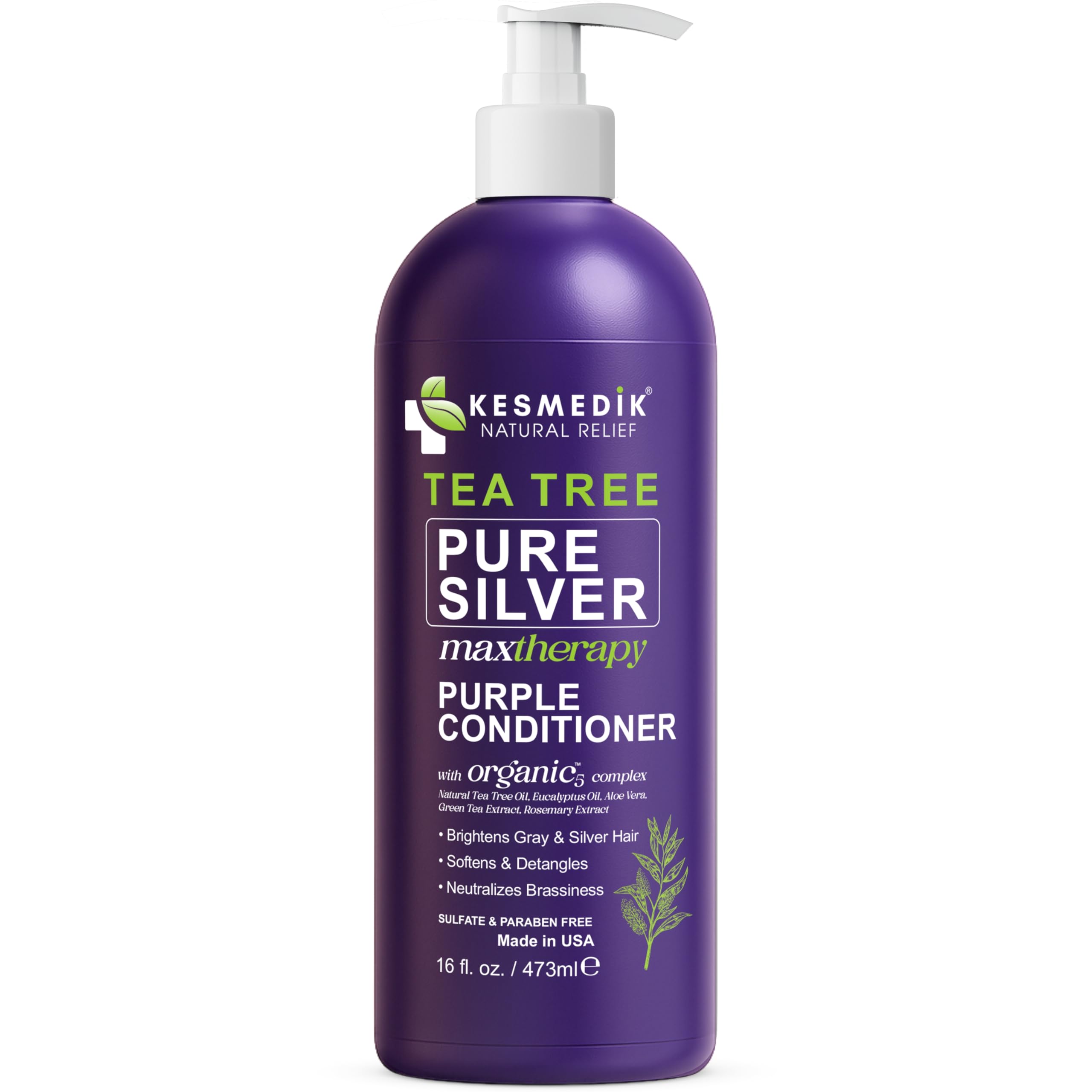 KESMEDIK Tea Tree Purple Conditioner, emballage: routine capillaire délicate après décoloration.