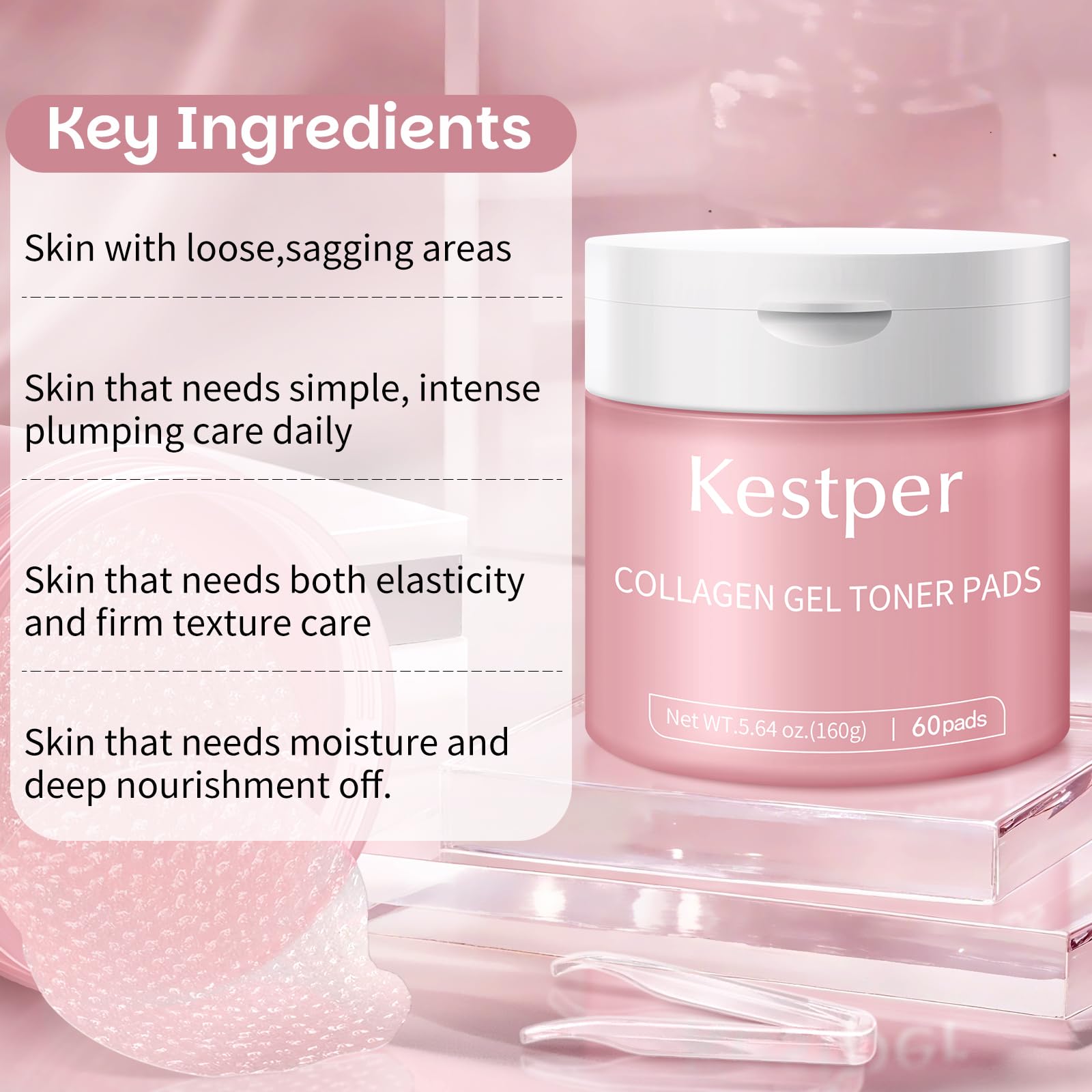 kestper ensemble 60 tampons pad visage kit pratique voyage et routine rapide.