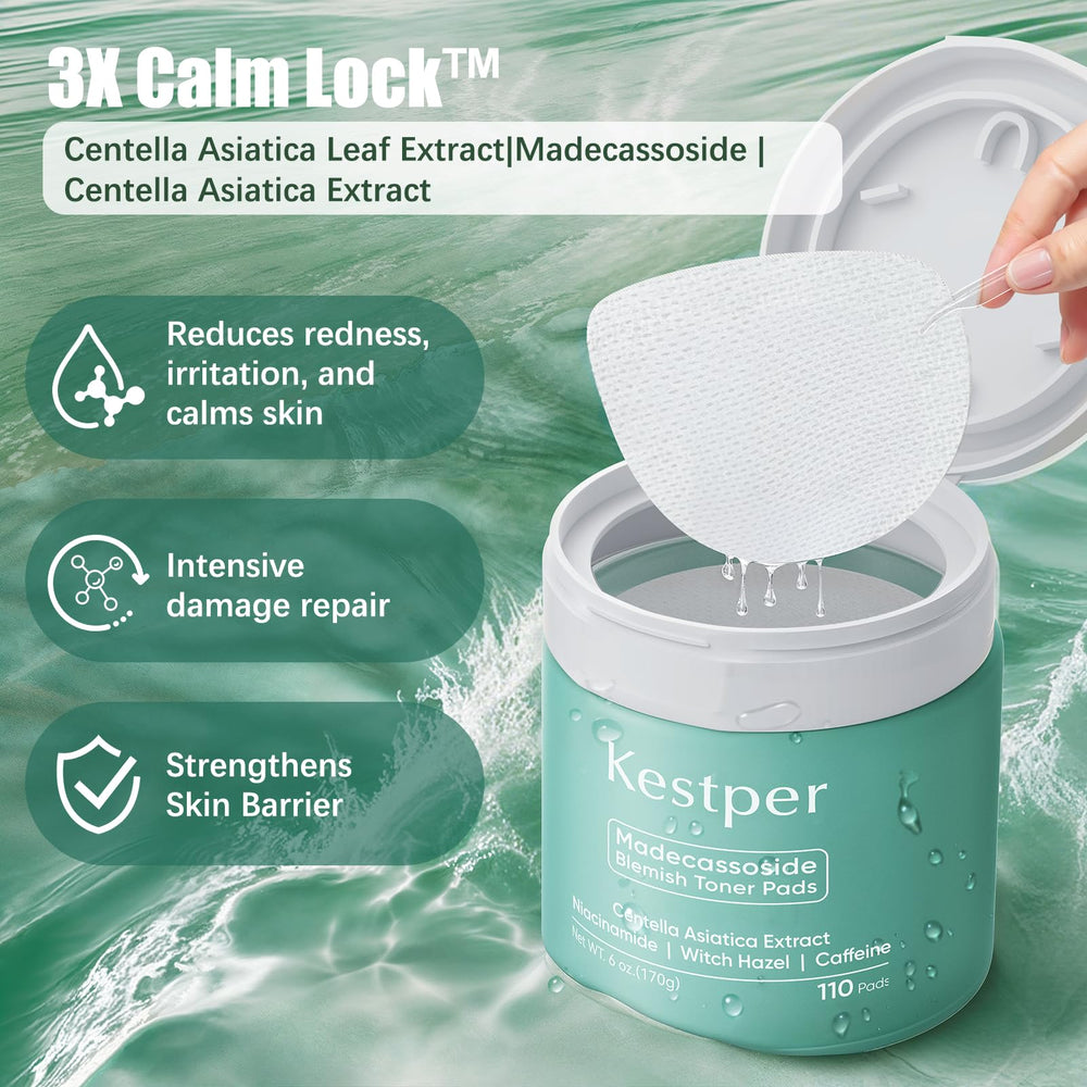 Kestper Toner Pads Centella Asiatica pores affinés et teint plus lisse.