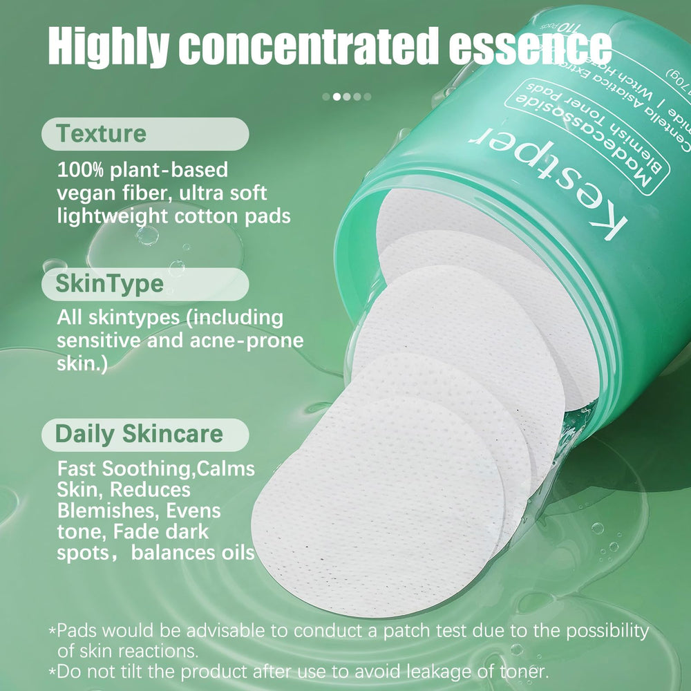 Kestper Toner Pads Centella Asiatica routine douce adaptée à tous les types de peau.