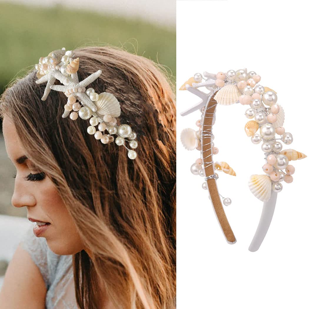 Kesvb bandeau coquillages sirène, idéal pour mariage ou séance photo plage.