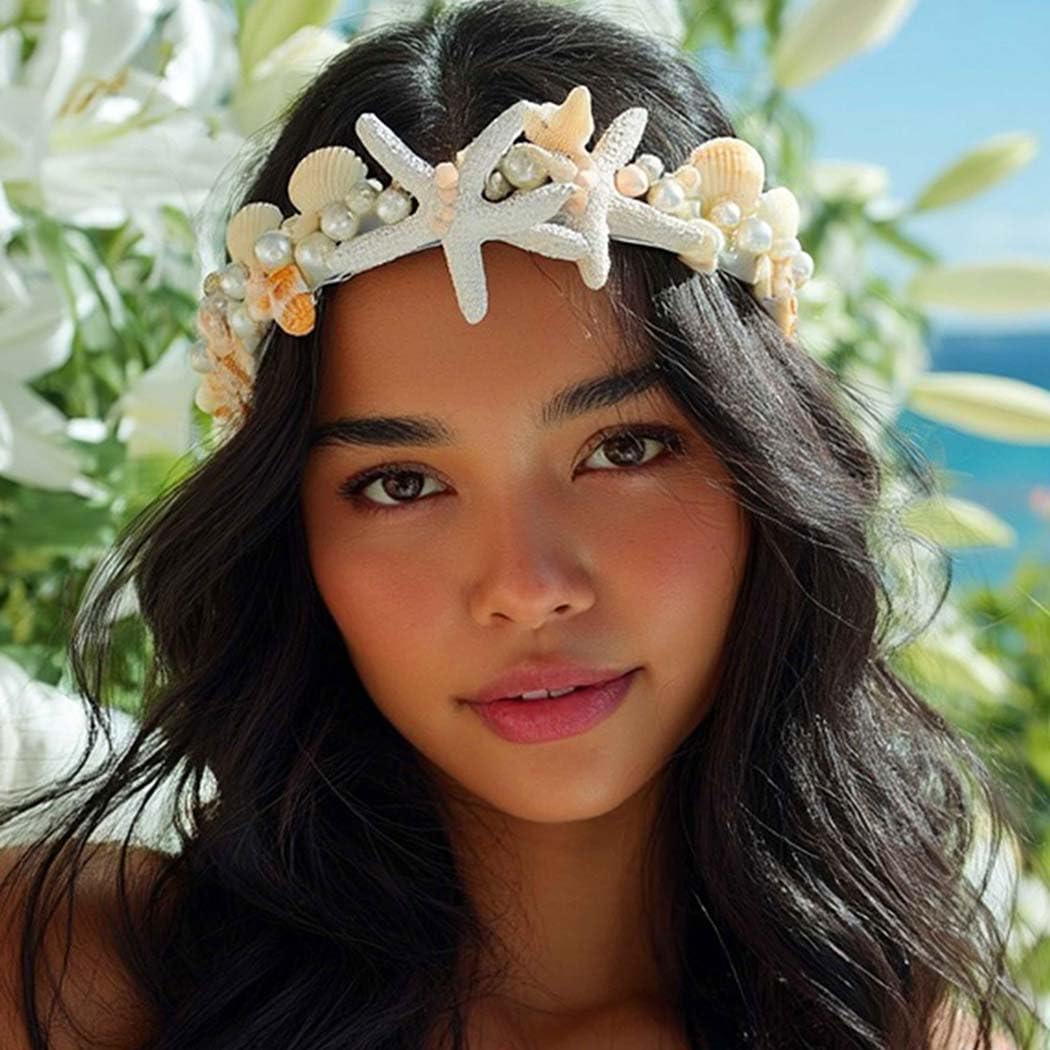 Kesvb couronne coquillages perles, accessoire féminin chic et facile à porter.