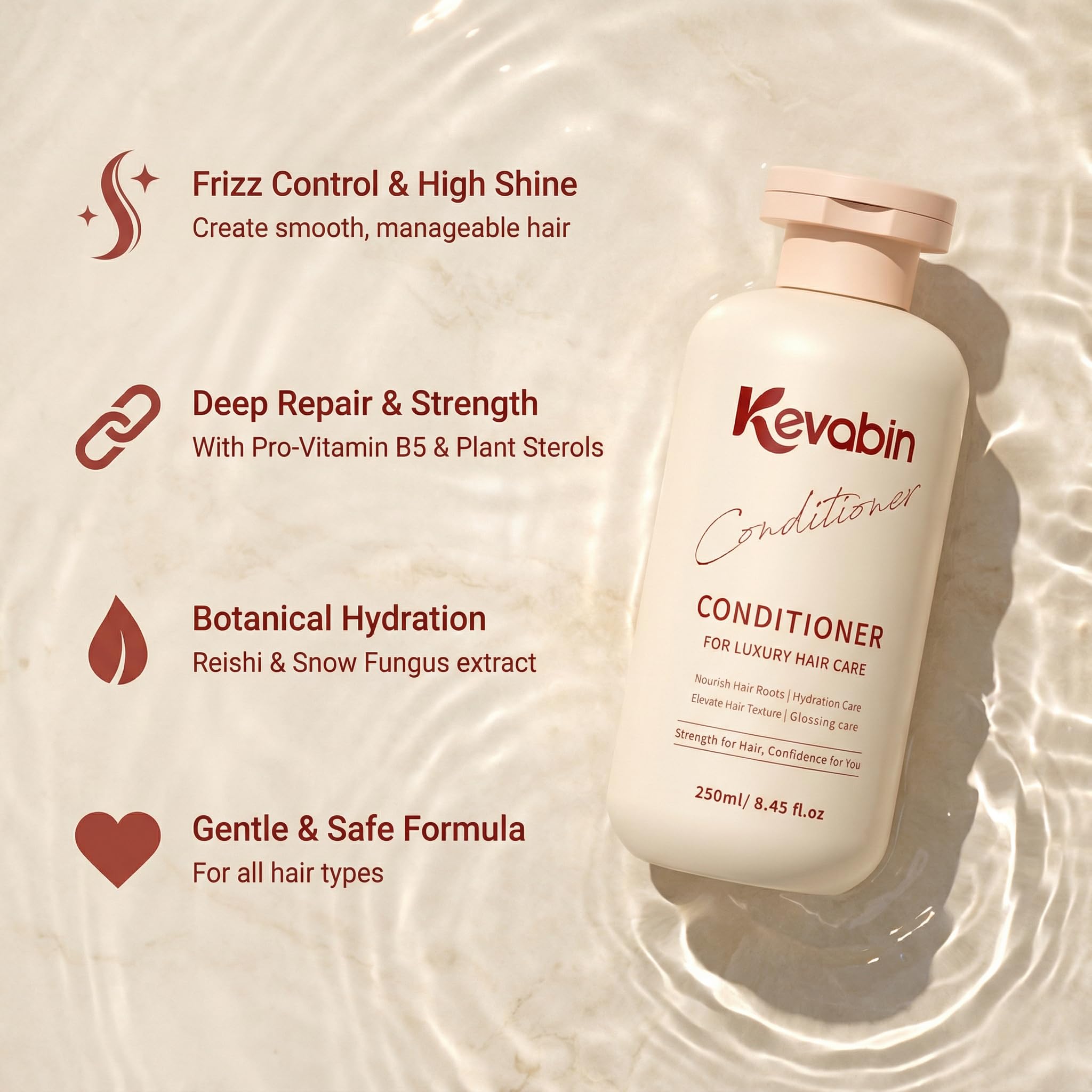 Ingrédients botaniques Kevabin : biotine et caféine pour fortifier visiblement.