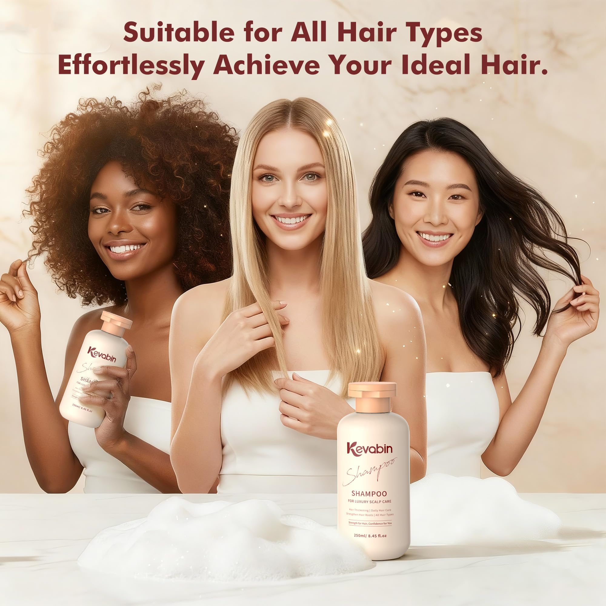 Kevabin Shampoing Lavage Doux Flacon, nettoyage délicat pour tous les types de cheveux