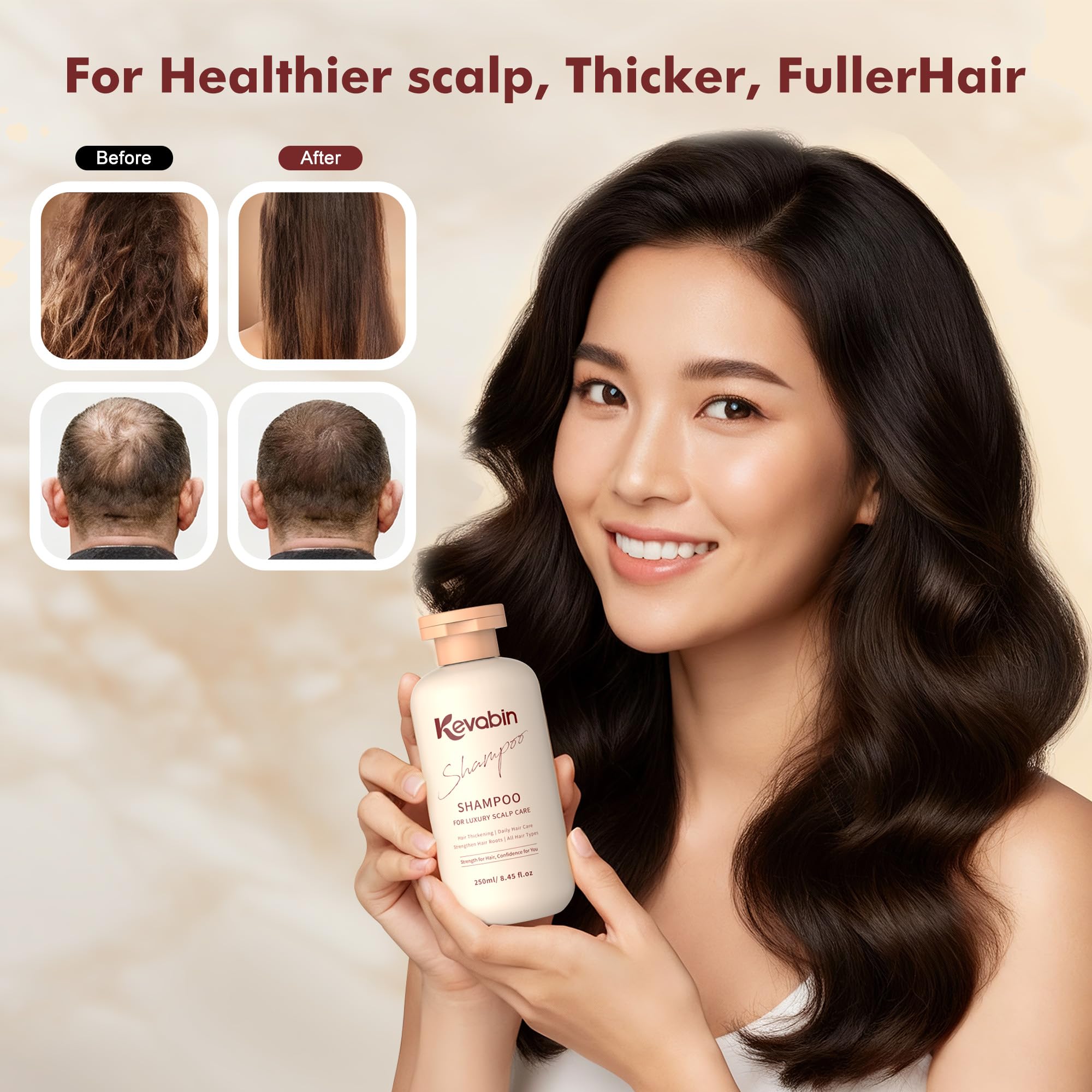 Kevabin Shampoing Volumisant Cheveux Fin, apporte du corps sans alourdir