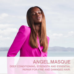 Texture crèmeuse du masque Angel.Masque prête pour l’application sur cheveux.