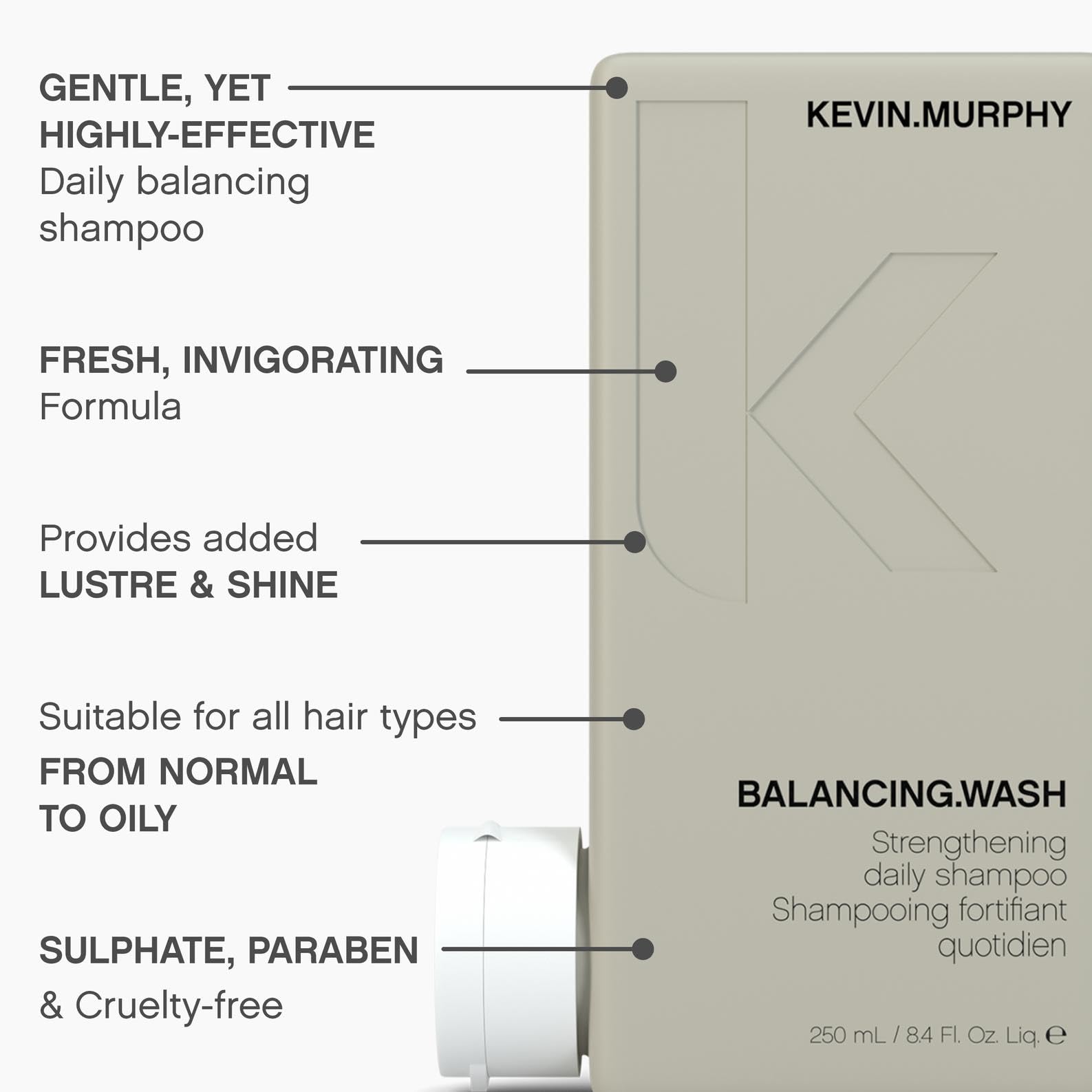 KEVIN.MURPHY Balancing.Wash, sans sulfates et sans parabènes, douceur au quotidien.