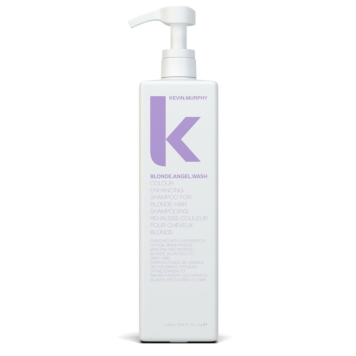 KEVIN.MURPHY Blonde.Angel.Wash, bouteille violette, réduit les tons jaunes et ravive la couleur.