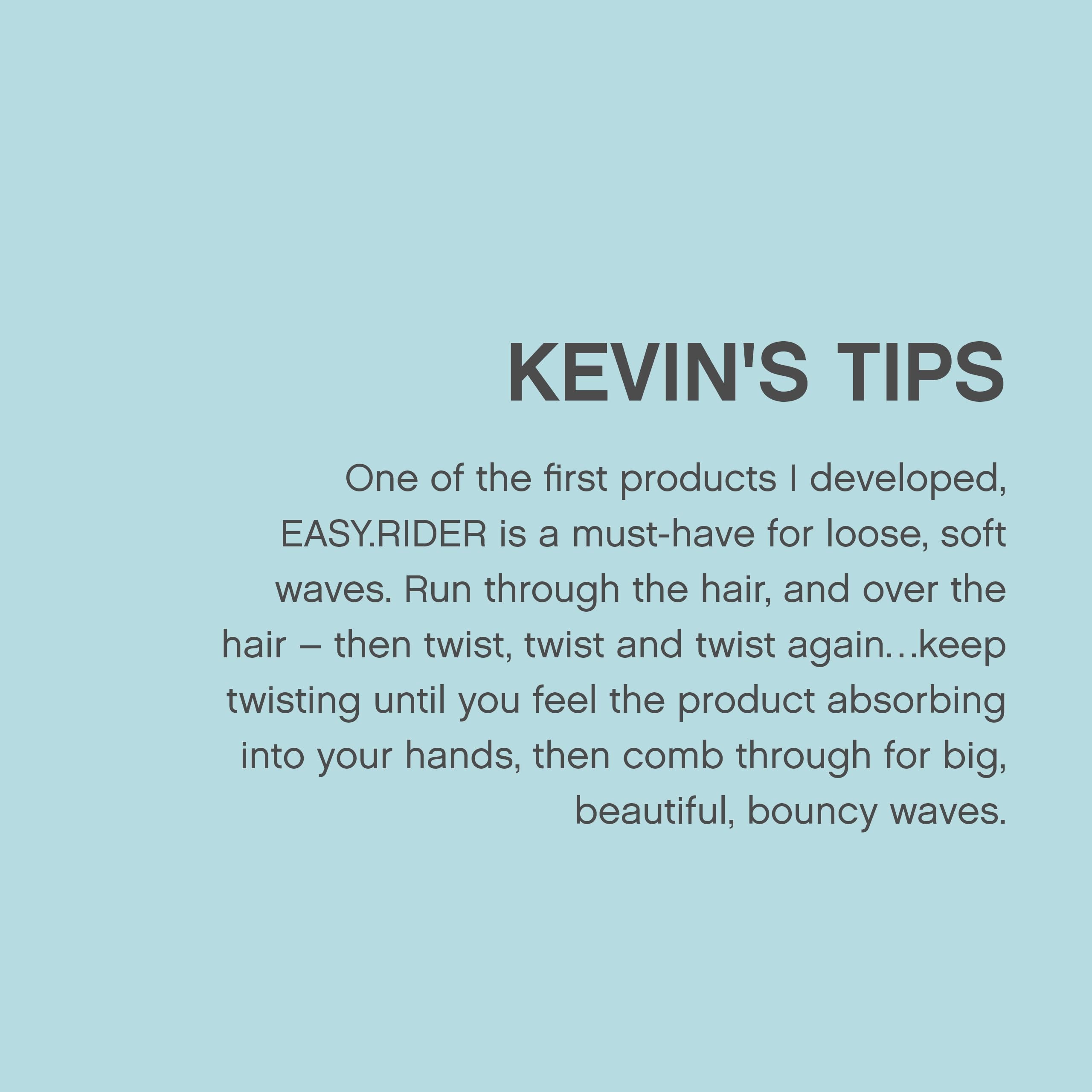 KEVIN.MURPHY EASY.RIDER – emballage écoresponsable et formule sans sulfates.