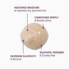 Cheveux secs mais rayonnants après utilisation du masque Hydrate-Me.